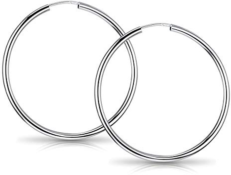 MATERIA Dünne Creolen Ohrringe 925 Sterling Silber - Silbercreolen 13 16 29 38 46 56mm / 1,8mm breit rhodiniert in Etui