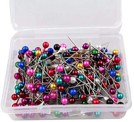 Harlington Group Dressmaking Pins - 200 PCs Round Pearl Head for Wedding, Decorating Crafts, Sewing - Stainless Steel Dressmakers Pins (Multicoloured)