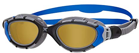 Zoggs Predator Flex Goggle, UV Protection Swim Goggles,Black/Blue/Copper Polarized, small