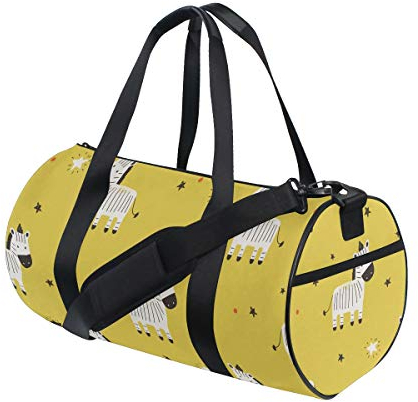 Rootti Sport-Turnbeutel, Cartoon-Zebra-Druck, Reißverschluss, Reisetasche, eine Schultertasche, Sporttasche, Tragetasche, Yoga-Tasche, wasserdichte Reisetasche für Männer, Frauen, Kinder, Erwachsene