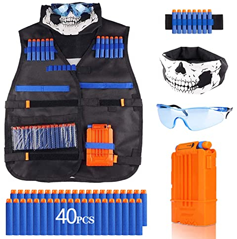Funklu Kit di Giubbotti Tattici per Bambini, Giubbotti Tattico per Nerf N-Strike Elite Series Gun Games, Gilet Nerf Elite per Nerf N-Strike Serie Elite, Regali di Giocattoli per Bambini Esterno