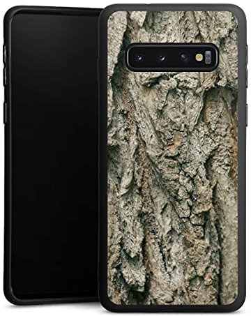 DeinDesign Premium Silikon Hülle kompatibel mit Samsung Galaxy S10 Handyhülle schwarz Case Holz Baumstamm