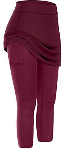 Haiorziyou Damen Sport Leggings Freizeit Jogginghose Hohe Taille Yoga Leggings Sporthose mit Innentaschen Fitness Laufen Yogahose Laufenrock Stretch-Leggings Röckenhose