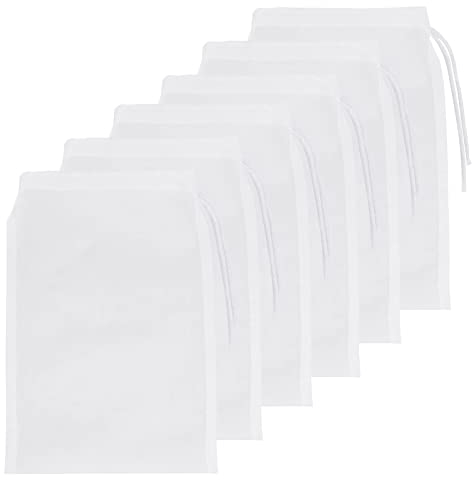 Molain Aquarium Filterbeutel, 22,9 x 12,7 cm, Netz Filterbeutel mit hohem Durchfluss feinmaschiges Netz mit Kunststoff Reißverschluss für Aquarien Pelletisiertes Karbon Mesh Loch 0,2 mm Weiß 6 Stück