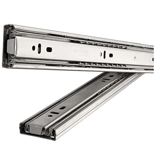 Schubladenauszüge, Schubkastenführung 3-Teilige Vollauszug Stahl Teleskopschiene,Für Büro Küche Innen Schubladen Beschläge, Belastbar bis 60Kg,2 Stück (25cm(10in))