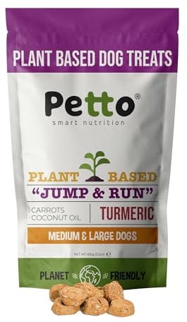 Petto Plant-Based Hypoallergenic Dog Treats 100g | Healthy & Meat-Free Training Bites | Human Grade & Bakery Made with Carrots, Coconut Oil & Turmeric