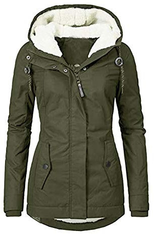 HHMY Parka da Donna Invernale, Caldo, in Pelliccia di Orsacchiotto, Foderato, Impermeabile, Spesso, Giacca Trapuntata a Vento, Taglia S - 4XL, Verde