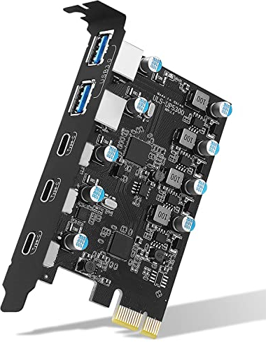 YEELIYA USB 3.0 PCIe Karte auf 5 Port (3 x USB C, 2 x Type A) PCI Express Erweiterungskarte PC Interne 3.0 Port Karte für Desktop PC Windows 10/8/7 und Mac OS 10.8.2