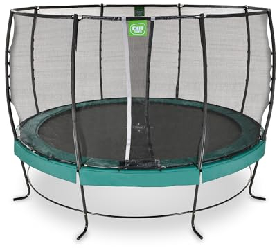 EXIT Toys Lotus Premium Trampolin - ø366cm - Mit Fußschutzsystem - Trampolin mit Extra Starkem und Stabilem Rahmen - Lange Federn für Erfahrene Springer - Wasserfest - Grün