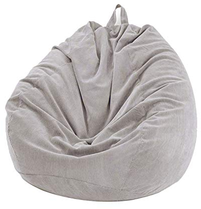 XIXIMAON Sitzsack Bezug ohne Füllung Sitzsack Abdeckung Bezug Einfarbig Sitzsack Hülle mit Reißverschluss für Kinder und Erwachsene Sitzsackhüllen Abnehmbarer (Grau, L)