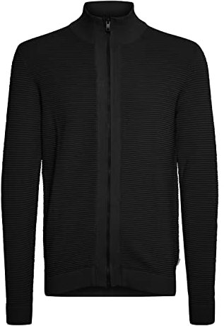 !Solid SDNicklas Herren Strickjacke Cardigan Feinstrick mit hochabschließendem Kragen aus 100% Baumwolle, Größe:M, Farbe:Black (194007)