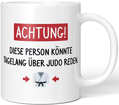 JUNIWORDS Tasse, Achtung! Diese Person könnte tagelang über Judo reden, Weiß (1005874)