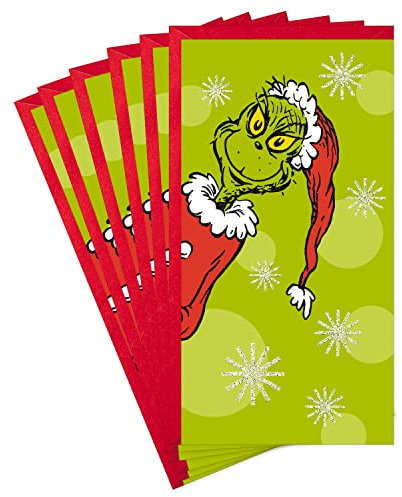 Hallmark Grinch Weihnachtskarten, Packung mit Weihnachtsgeldhalter oder Geschenkkartenhalter, Dr. Seuss' How the Grinch Stole Christmas! (6 Weihnachtskarten mit Umschlägen)