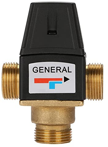 Fyearfly Brass Pressure Reducing Valve, Brass 3 Way DN20 Male Thermostatic Mixing Valve for Shower System Water Temperature Control Pipe Basin Thermostat Control