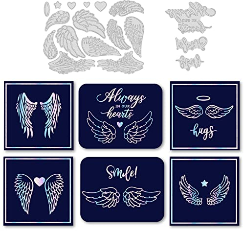 BENECREAT 18 Stück Engelsflügel Heißfolienplatte, Smile/Hugs Karbonstahl-Metallstanzformen Für Die Kartenherstellung, Scrapbooking, Fotoalbum, Dekor, Prägung, Papierhandwerk