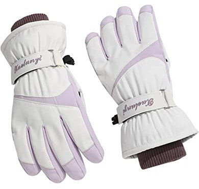 Damen Ski-Fäustlinge Winter Warm Plüsch Verdickt Winddicht Wasserdicht Outdoor Reiten Fäustlinge Frauen Fäustlinge, weiß, Einheitsgröße