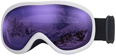 OuShiun Occhiali da sci OTG da snowboard per uomo e donna, anti appannamento, protezione UV (viola)