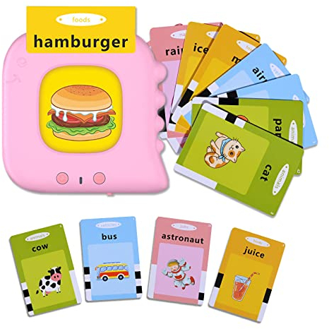 SUPBRO Lernkarten Kinder 112 Blätter 224 Wörter Sprechende Lernspielzeug Baby Flash Karten Baby Spielzeug 1-6 Jahr Flash Karten Englisch Vorschul-Lernmaschine für Vorschulkinder Geschenke
