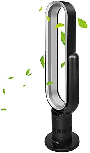 Simple Deluxe Bladeless Fan with 10-Speeds Settings, 10-Hour Timing Closure Tower Fan, Low Noise, Modern Style Standing Fan for Home Office Living Room, 39 (102cm), Black