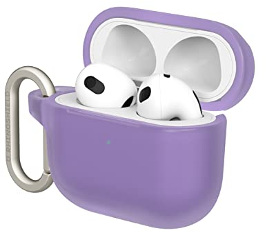 RHINOSHIELD AirPods Case mit Karabiner kompatibel mit Apple [Airpods 3] | Fallschutz in Militärqualität, Kratzfest, kabelloses Aufladen - [Violett, Standard Set]