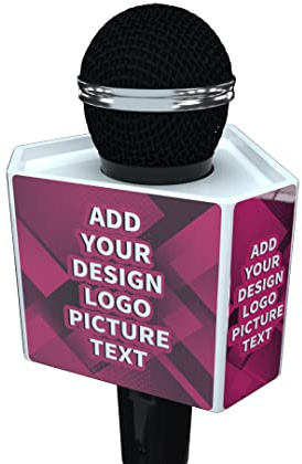 Custom Microphone Box Personalized Logo Cube Hexagon mic flag (white)