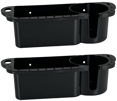 HiUmi 2 Pack Boat Caddy Organizer Marine Cup Holder Universal Fit for Bass Boat Kayak Pontoon Jon Boat Fishing Cabin Storage (2Pack-Black)
