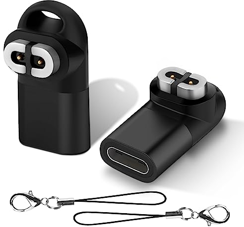 NEWZEROL 2 Stück USB C Adapter Kompatibel für AfterShokz Aeropex/Shokz OpenRun Mini/OpenRun/OpenRun Pro/Pro 2/ OpenComm/OpenRun Air, [mit Trageband] Ladeadapter Ladekabel für Shokz – Schwarz