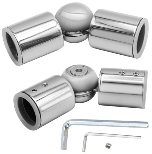 Hoypeyfiy 2 Stück 25 mm Edelstahl Gardinenstange Scharnier Ellenbogenverbinder Gardinenstange Gelenkverbinder Fenster Gardinenstange Ecke von 90 Grad bis 180 Grad