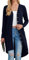 GRECERELLE Women's Long Lightweight Cardigan Long Sleeve Button Down Loose Outwear Cardigans Jacket with Pockets for Ladies UK Navy Blue-L