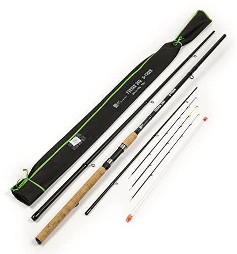 Zite Fishing Feederrute – Steckrute Feeder-Angeln - Friedfisch Angelrute mit 3 Wechselspitzen & Korkgriff - Ideal für Futterkorb Angeln - Einsteiger Angelruten (3,30m 20-120g) Feederruten, Feeder Rute