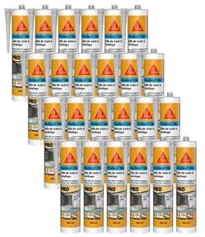 Lot de 24 mastics silicone SIKA Sikaseal-180 Salle de bain & carrelage - Transparent - 300ml