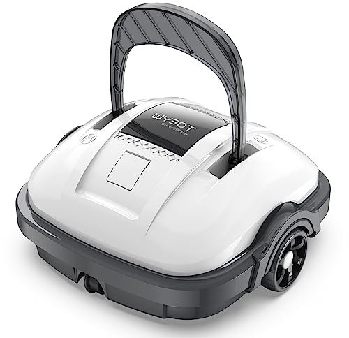WYBOT Robot Piscine sans Fil pour Piscine Hors Sol Jusqu'à 80m², Stationnement Automatique | Double Motorisation Aspirateur Robot Piscine 100 Minutes d'Aspiration Puissante Robot Blanc
