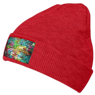 DURAGS Graffiti-Mütze aus Wolle, bunt, modisch, für Erwachsene, Strickmütze, Unisex, krempellos, lässiger Hut für Sport und Outdoor-Aktivitäten, Bunte Graffiti-Steine, Einheitsgröße
