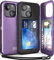 TORU CX SLIM for iPhone 15 Case Wallet | Protective Shockproof Heavy Duty Cover with Hidden Card Holder & Card Slot | Mirror & Wrist Strap Included - Purple