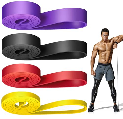 Fitnessbänder,Widerstandsbänder Set Mit 4 Verschiedene Ebenen, Resistance Bands, Gummiband Sport, Gymnastikband, Trainingsbänder, Fitnessband für Fitness/Yoga/Krafttraining für Männer Frauen