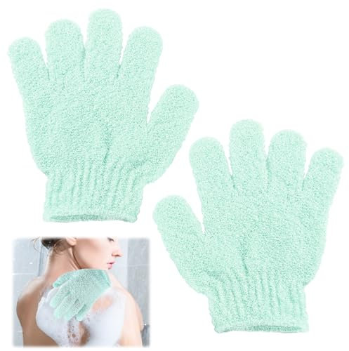 LEUUD 1 Paire Gant Exfoliant, Gant Corps a Gommage, Gants de Bain à Cinq Doigts, Gants de Bain Exfoliants pour Hommes, Femmes, Enfants Pour Exfoliation Douche