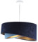 Licht-Erlebnisse Hängelampe Blau Gold E27 rund Ø 50 cm Stoff Velours Optik Doppelschirm Modern Pendelleuchte Wohnzimmer Hängeleuchte Esszimmer