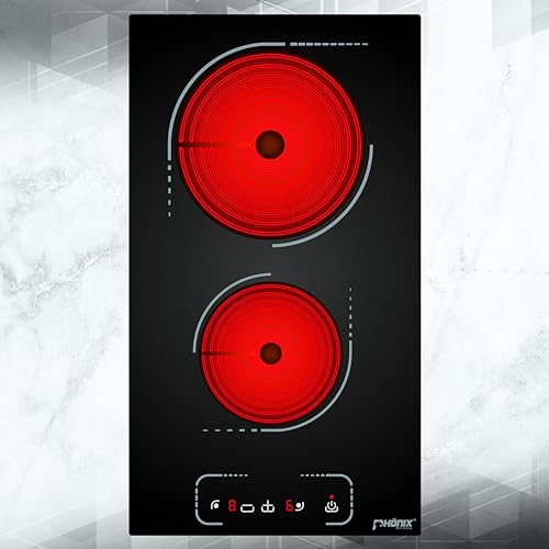 Phönix PC-302T Glaskeramikkochfeld 2 Zonen | Domino Keramikkochfeld | 9 Stufen | Timer | autark, 3000W Einbaukochfeld