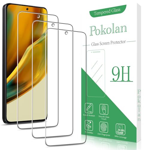 Pokolan 3 Unidades Protector Pantalla para Xiaomi Poco X6 Pro Cristal Templado, Dureza 9H, 0.33 mm Ultra Transparente, Sin Burbujas, Antihuellas, Ultra Resistente
