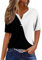Ventes Flash HUIFUAO T-Shirts pour Femmes, T-Shirts d'été à Boutons avec col en V et Manches 3/4 pour Femmes, Haut rayé de Couleur, t-Shirt d'été Basique pour Femme, Coupe Ample, Z11 Noir, S