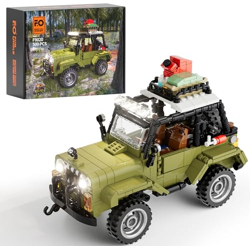 FUNWHOLE SUV Todoterreno de la Jungla con Iluminación - Set de Construcción de Coche Técnico con Luz LED, 500 Piezas para Adultos y Adolescentes
