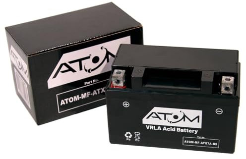 ATX7A-BS - Atom AGM Motorcycle Battery Factory Sealed 12V 7Ah 210CC
