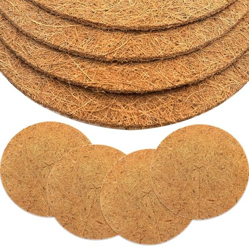 Akuoly Coconut Mulching Discs Plant Winter Cold Protection, Plant Cover Mats, Coconut Fiber Mat, 30cm Diameter 4PCS