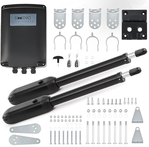CO-Z Automatischer Flügeltorantrieb 1000kg Doppelflügeltorantrieb Torantrieb Drehtorantrieb Toröffner Drehtoröffner Set Max. 6 m oder 500kg pro Flügel mit 2 Fernbedienungen Swing Gate Opener (62Wx2)