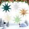 ZZQVIP Set aus 5 Weihnachtssternen - 30 cm Durchmesser, Neunzackige Papiersterne in Weiß, Dunkelgrün, Hellgrün, Kraftpapier und Creme, Weihnachten Deko für Hochzeit, Party und Weihnachtsbaum