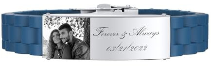 Vnox Bracciale Uomo Personalizzato Foto: Bracciali Personalizzato con Incisione|Braccialetti Personalizzati per Papà Marito|Bracciale in Silicone Uomo Regalo di Compleanno