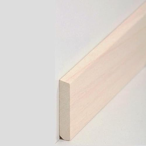 PROVISTON Plinthe en bois massif Abachi - 10 x 58 x 2400 mm - Plinthe en bois massif à coller, visser et clouer - 2,4 m - 1 pièce