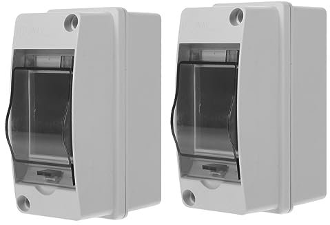 Beatifufu 2pcs Box Distribution Protection Box Module Unit Small Waterproof Case 2way Meter Doorbell Junction Electrical Enclosure Rated Two 2 Way Din Enclosure Gang White Abs