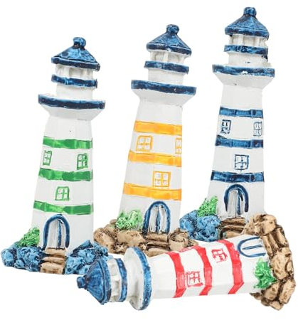 RORPOIR 4 Stück Schmuckstücke Mikrolandschaft Leuchtturm Gartendekoration Heimdekoration Desktop-Leuchtturm-dekor Leuchtturm Am Meer Leuchtturm-Ornament Garten-leuchtturmfiguren Harz