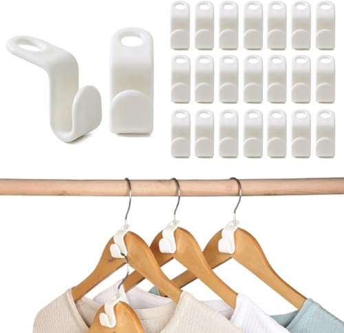 FORYNXHWIN 100 Stück Kleiderbügel Verbindungshaken, Haken für Kleiderbügel Bügel Verbindung, platzsparende Kleiderbügelverbinder für mehr Platz und Ordnung im Schrank(Weiss)